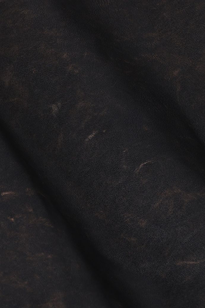 Blouson biker en cuir marron foncé